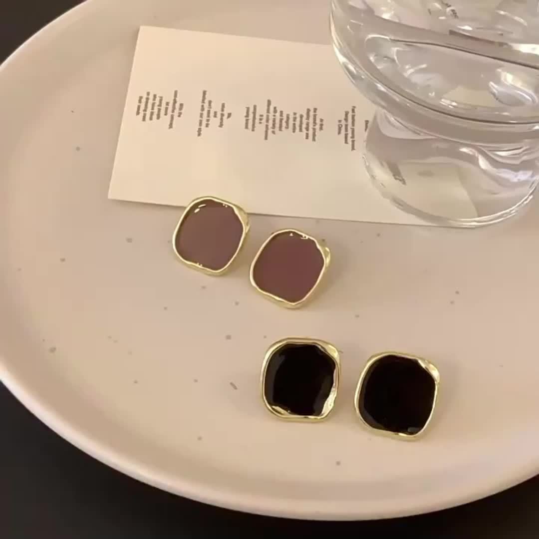 Square Stud Earrings Zinc Alloy for Women